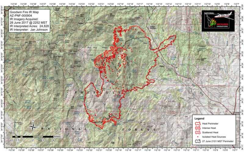 Fire Map From U S Forest Service Prescott National Forest Walker   170629 Goodwin Fire Map NF 800x499 