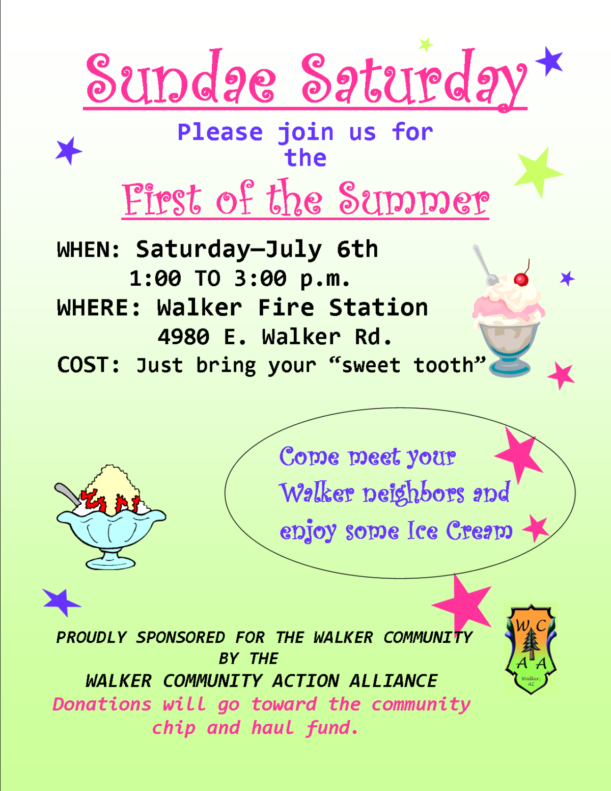 Sundae Saturday is This Saturday - Walker Community